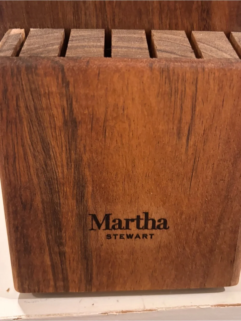 Martha Stewart Light Brown Wooden Knife Block 13 Slits 9” X 5.5” X 4.75” Wood